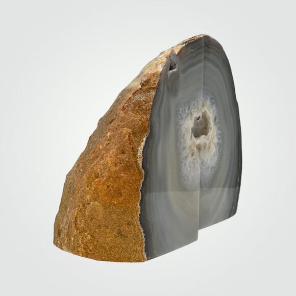 Agate Crystal Bookends w/ Geode Center, Natural Stone, Home Decor, 3+ lbs. (DM) - Picture 4 of 11
